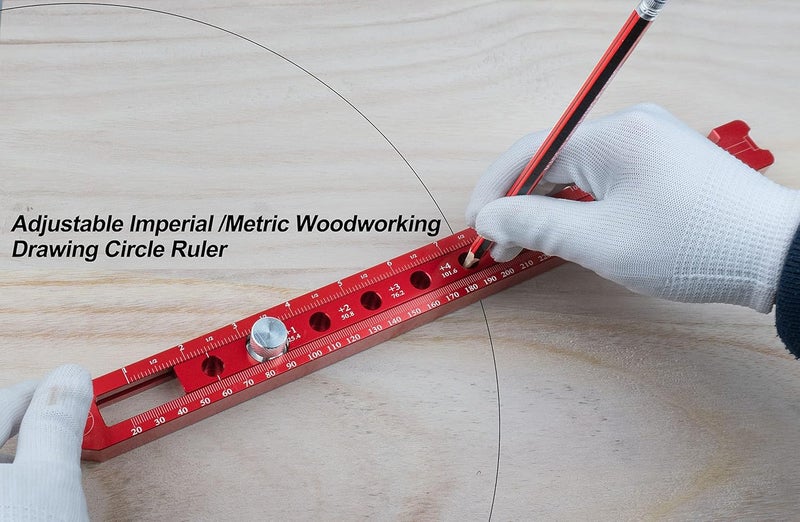 SlogPith Woodworking Compass Scriber, Portable Aluminum Alloy Woodworking Compass Tool, Adjustable Metric/Inch Arc Drawing Ruler Circle Drawing Ruler Marking Gauge Circle Marking Tool - Image 5